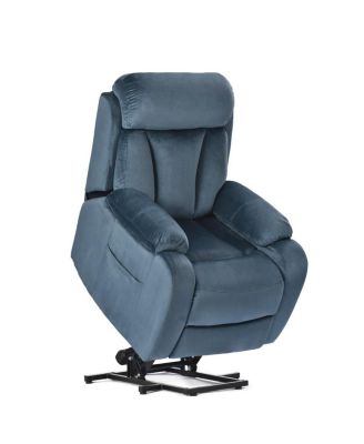 power lift recliner for elderly, velvet electric chair w/ remote, wide seat, side pocket & heavy-duty lift
