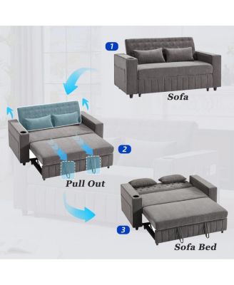 Pull Out Loveseat Sofa with Adjustable Backrest for Small Space