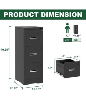 3 Drawer Vertical File Cabinet, Lockable Filing Cabinet with Card Slot, Storage Cabinet for Home Office, Holds A4/Letter/Legal Files