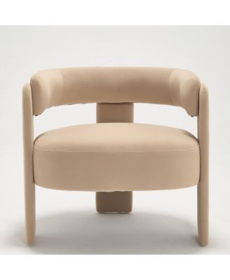 Velvet Accent Chair, Mid-Century Modern Armchair with Wooden Legs and Adjustable Foot Nails for Living Room, Home Office