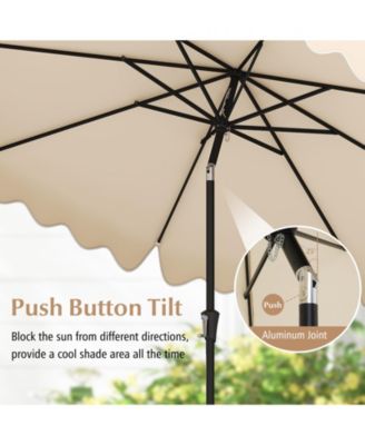 9 Feet Patio Umbrella with Crank Handle and Push Button Tilt