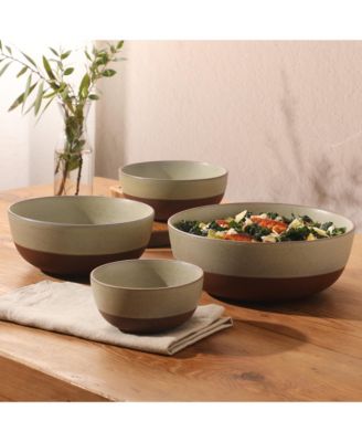 William Crest 4 Piece Nesting Serving Stoneware Reactive Bowl Set, 5”, 6.25”, 7.5”, 9”, Prep & Serving Bowls