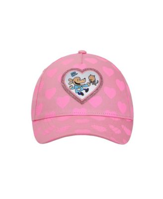 Girls Glitter Heart Youth Pink Traditional Adjustable Hat