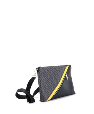 Large Front Zip Messenger Zucca Coated Canvas and Leather