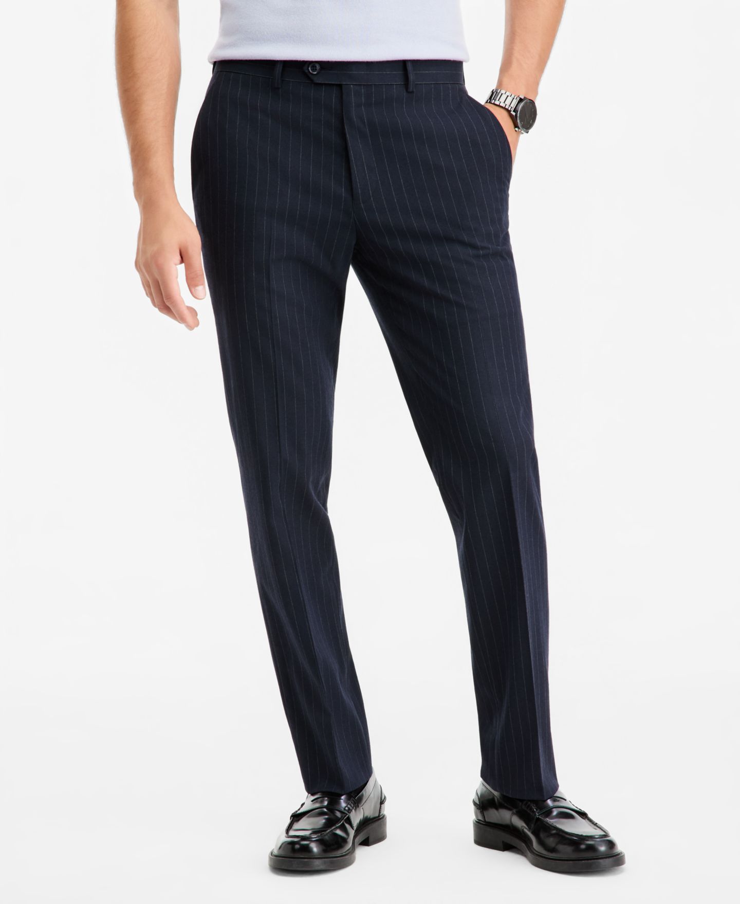 Мужские брюки Bar III Slim-Fit Navy Pinstripe Suit Separates, цвет: Тёмно-синий — фото 3