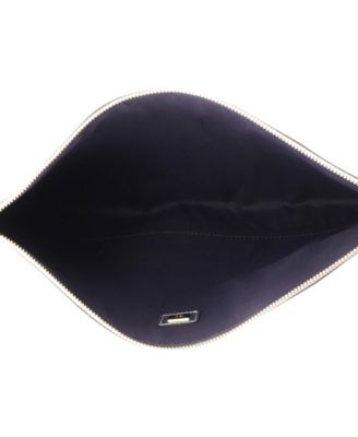 Large Logo Flat Wristlet Pouch Embossed Leather