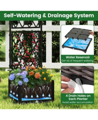 Raised Garden Bed w/Trellis Drain Holes for Climbing Vines Flowers Vegetables