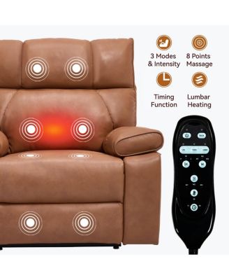 Oversized Power Lift Recliner Chair for Elderly, Faux Leather Dual Motor Infinite Position with Massage, Heat, Remote & Cup Holders