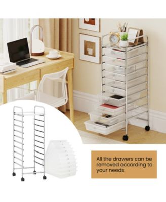 Ten Drawer Rolling Storage Cart with Metal Frame and Casters