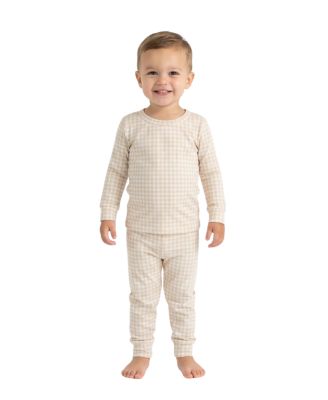 Toddler Boys Sandstone Gingham Pajama Set