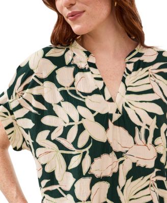 Women's Ruffle-Sleeve Notch Neck Shift Dress