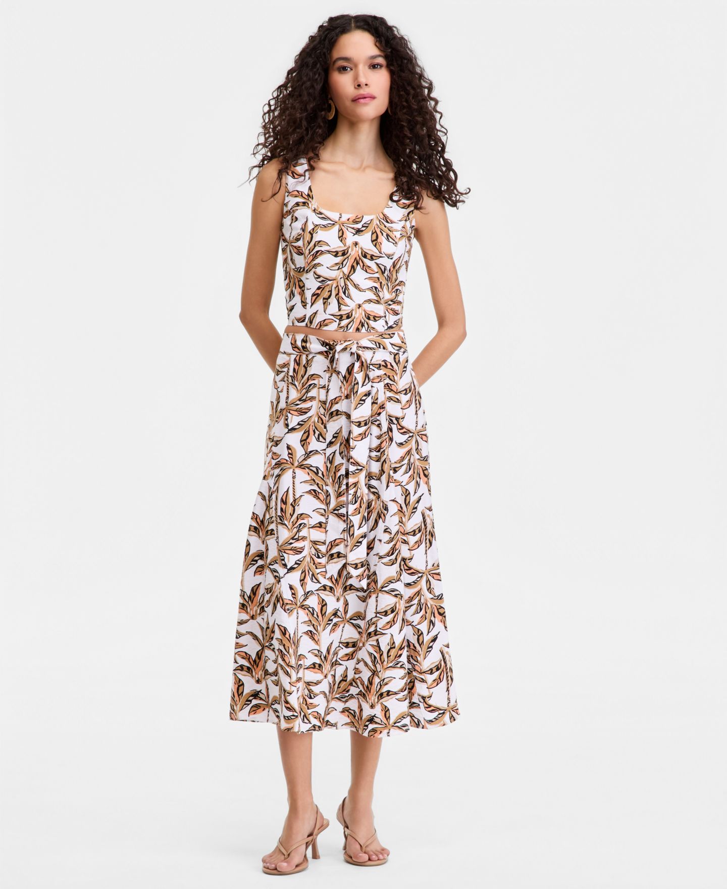 Женская юбка I.N.C. International Concepts Printed Tie-Waist Midi, цвет: Пальмовый — фото 3