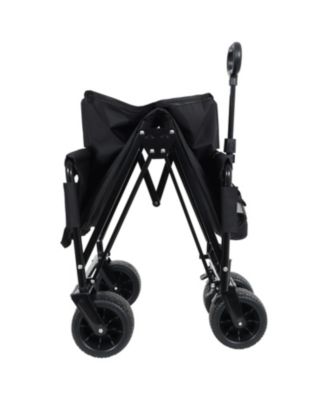 Outdoor Storage 3-in-1 Collapsible Foldable Wagon Cart with Bench Seat & Storage Heavy Duty Utility Cart For Camping