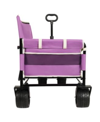 Outdoor Storage 3-in-1 Collapsible Foldable Wagon Cart with Bench Seat & Storage Heavy Duty Utility Cart For Camping