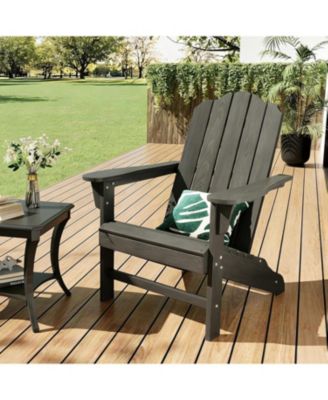 Adirondack Chair for Patio, HDPE Outdoor Lawn Chair with Wood Texture for Garden Backyard Deck Poolside Use