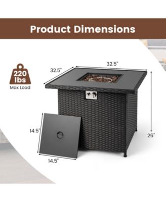 32.5 in Propane Fire Pit Table with Tempered Glass Top