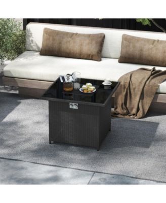 32.5 in Propane Fire Pit Table with Tempered Glass Top
