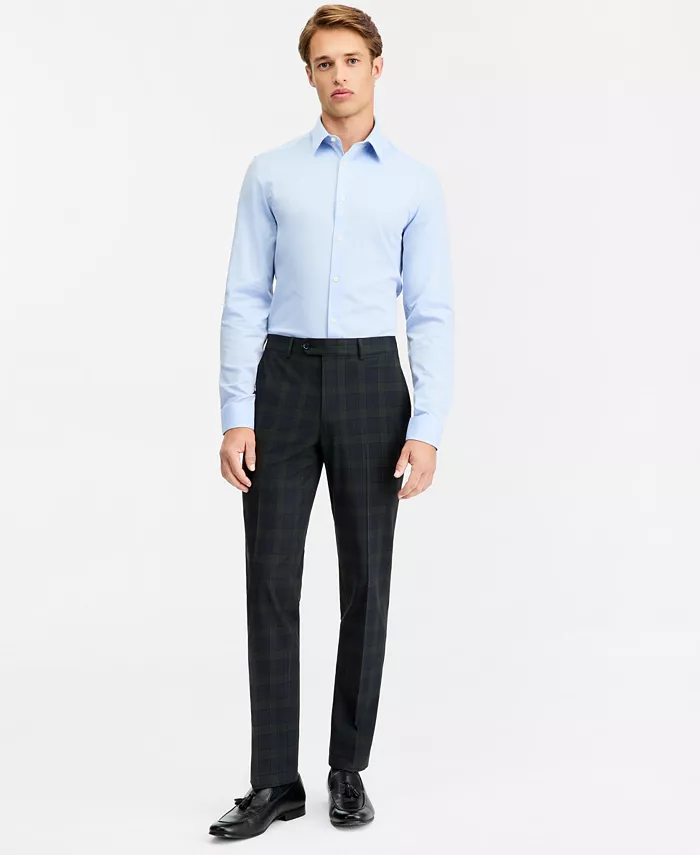 Men's Slim-Fit Green Tartan Suit Separates Pants