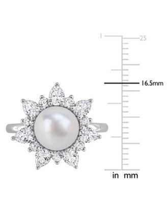 Cultured Freshwater Pearl and Created White Sapphire (2 ct. t.w.) Earrings in Sterling Silver