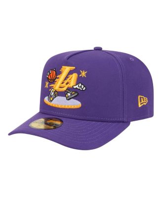 Men's Purple Los Angeles Lakers Injection Cartoon Logo A-Frame 59FIFTY Fitted Hat