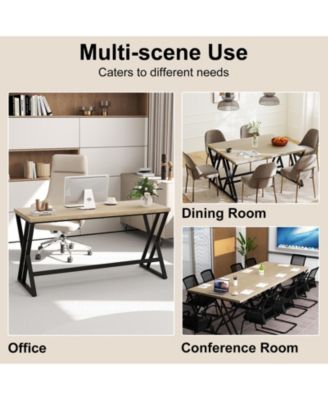 59 in Computer Desk with Heavy Duty Metal Frame and Crossbar