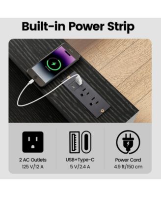 Computer Desk with Power Outlets Hutch Drawer and Open Shelves