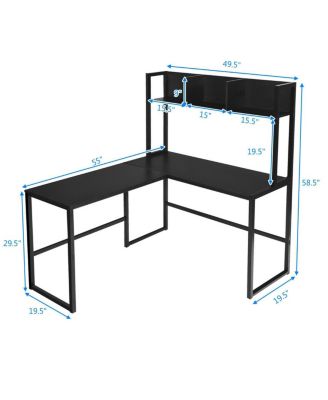 Reversible L Shaped Corner Desk with Storage Bookshelf
