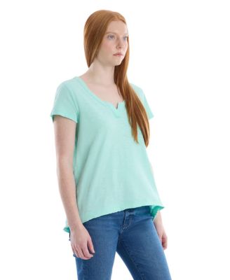 Women's Women''s Short Sleeve Placket Hi-Lo Tee