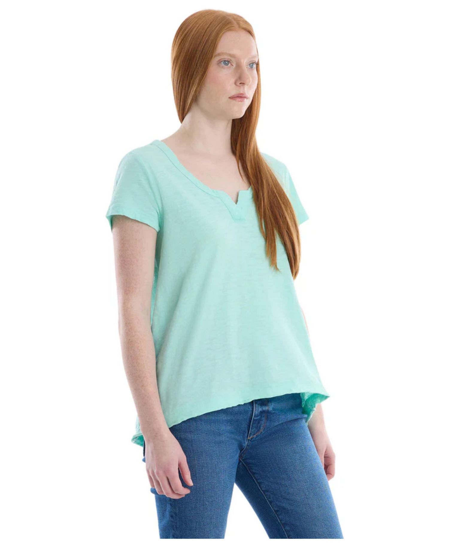 Women's Women''s Short Sleeve Placket Hi-Lo Tee