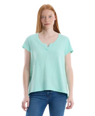 Women's Women''s Short Sleeve Placket Hi-Lo Tee