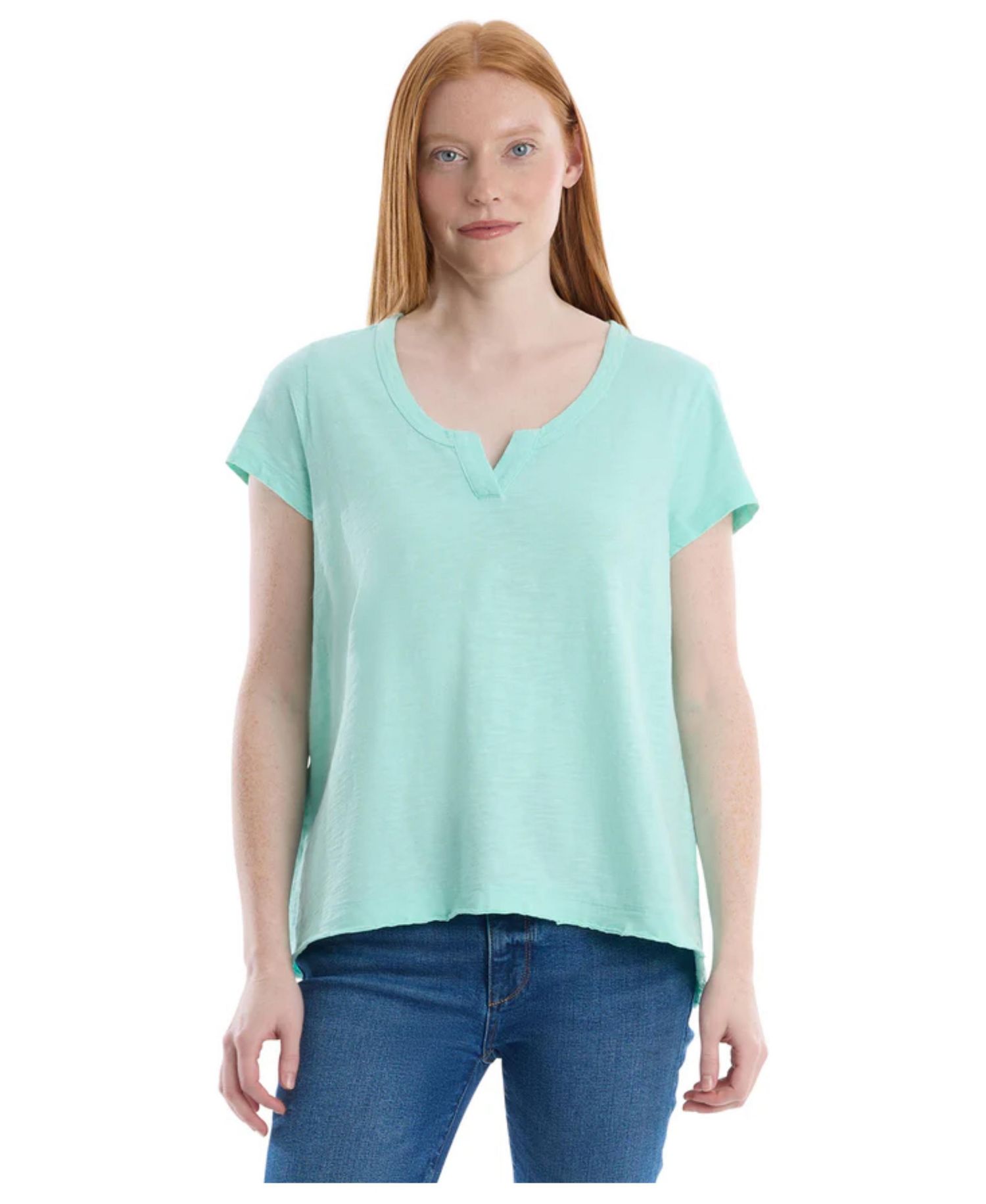Women's Women''s Short Sleeve Placket Hi-Lo Tee