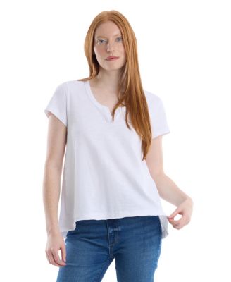 Women's Women''s Short Sleeve Placket Hi-Lo Tee