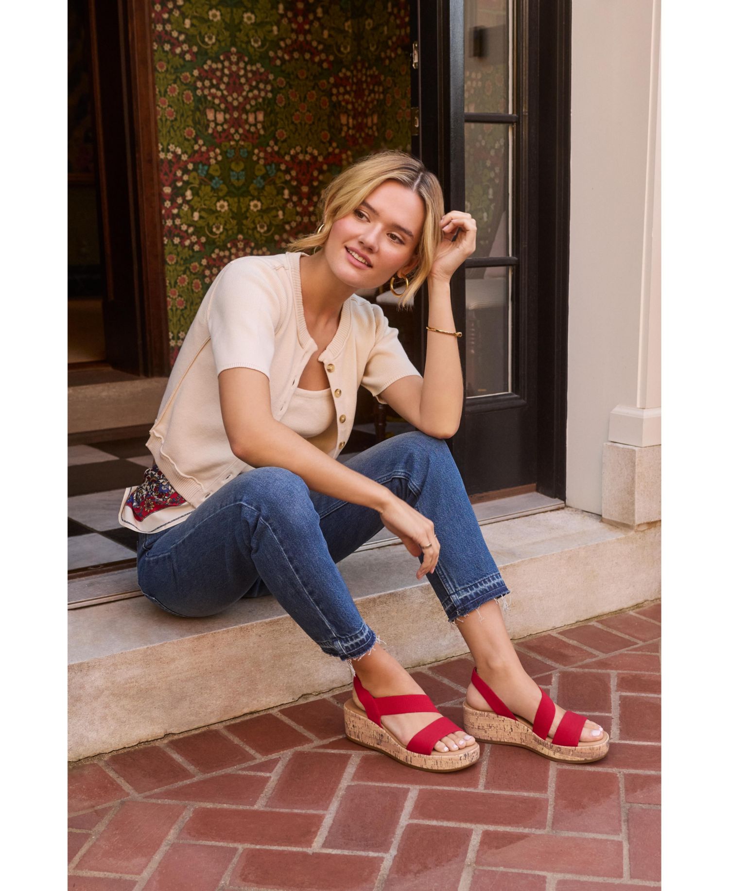 Women's Odette Square Open Toe Wedge Sandals