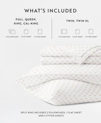 Long Staple 300-Thread Count Cotton Pattern 4-Pc. Sheet Set, King