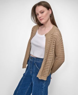 Petite Open-Stitch Cardigan Sweater