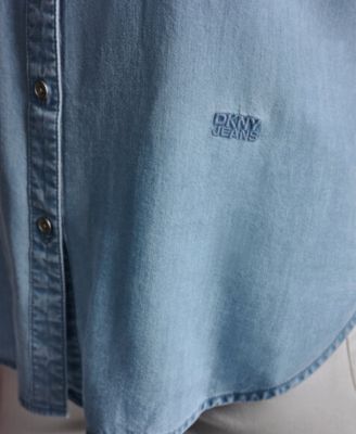 Petite Chambray Rolled Short-Sleeve Button-Up Shirt