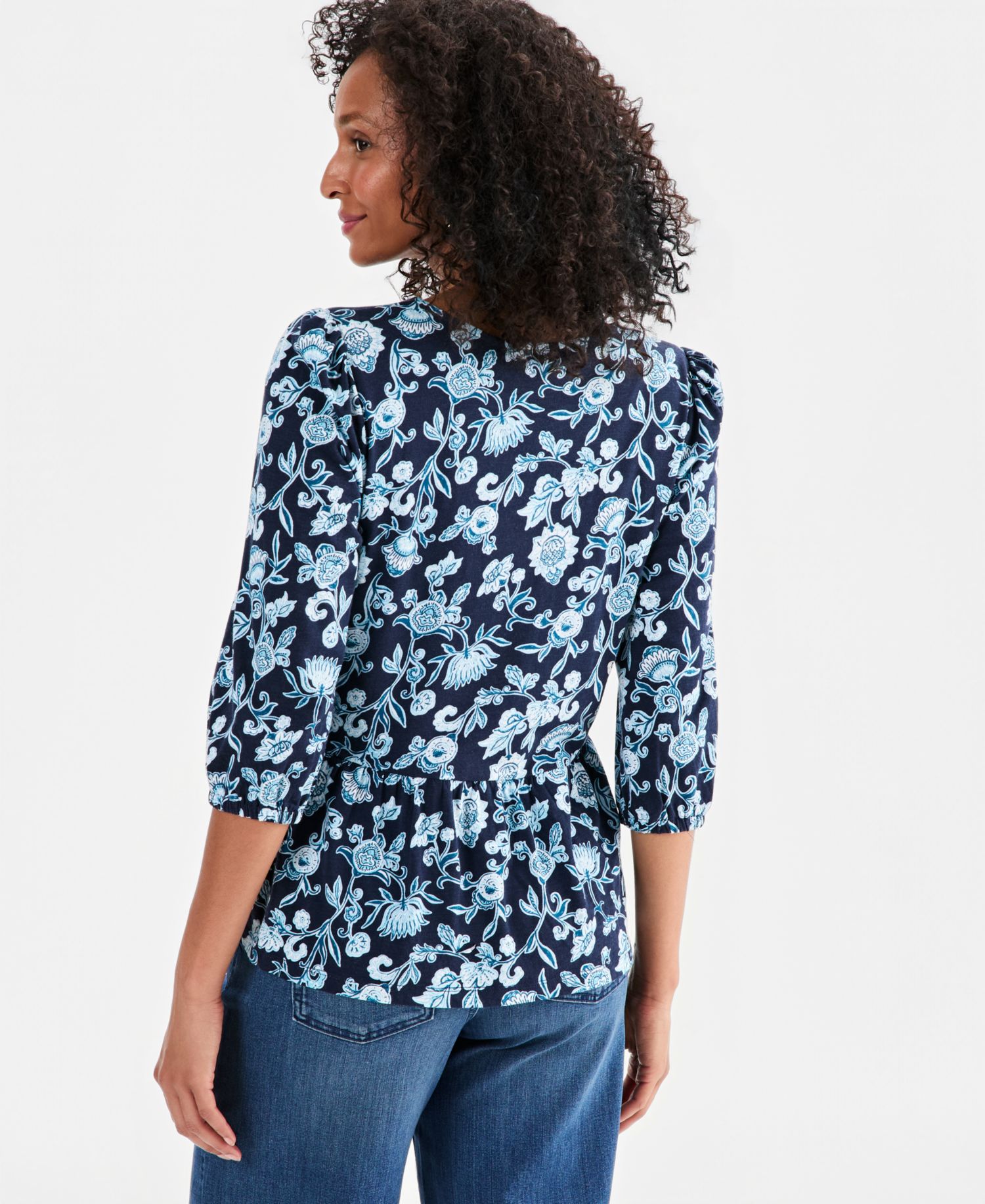 Petite V-Neck Paisley-Print Blouse