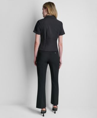 Petite Short-Sleeve Collared Blouse