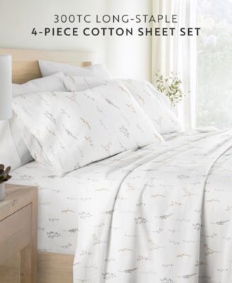 Long Staple 300-Thread Count Cotton Pattern 4-Pc. Sheet Set, Queen