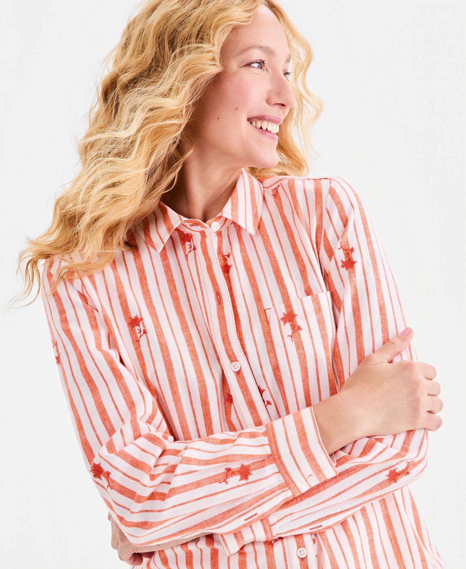 Women's Embroidered Stripe Perfect Shirt