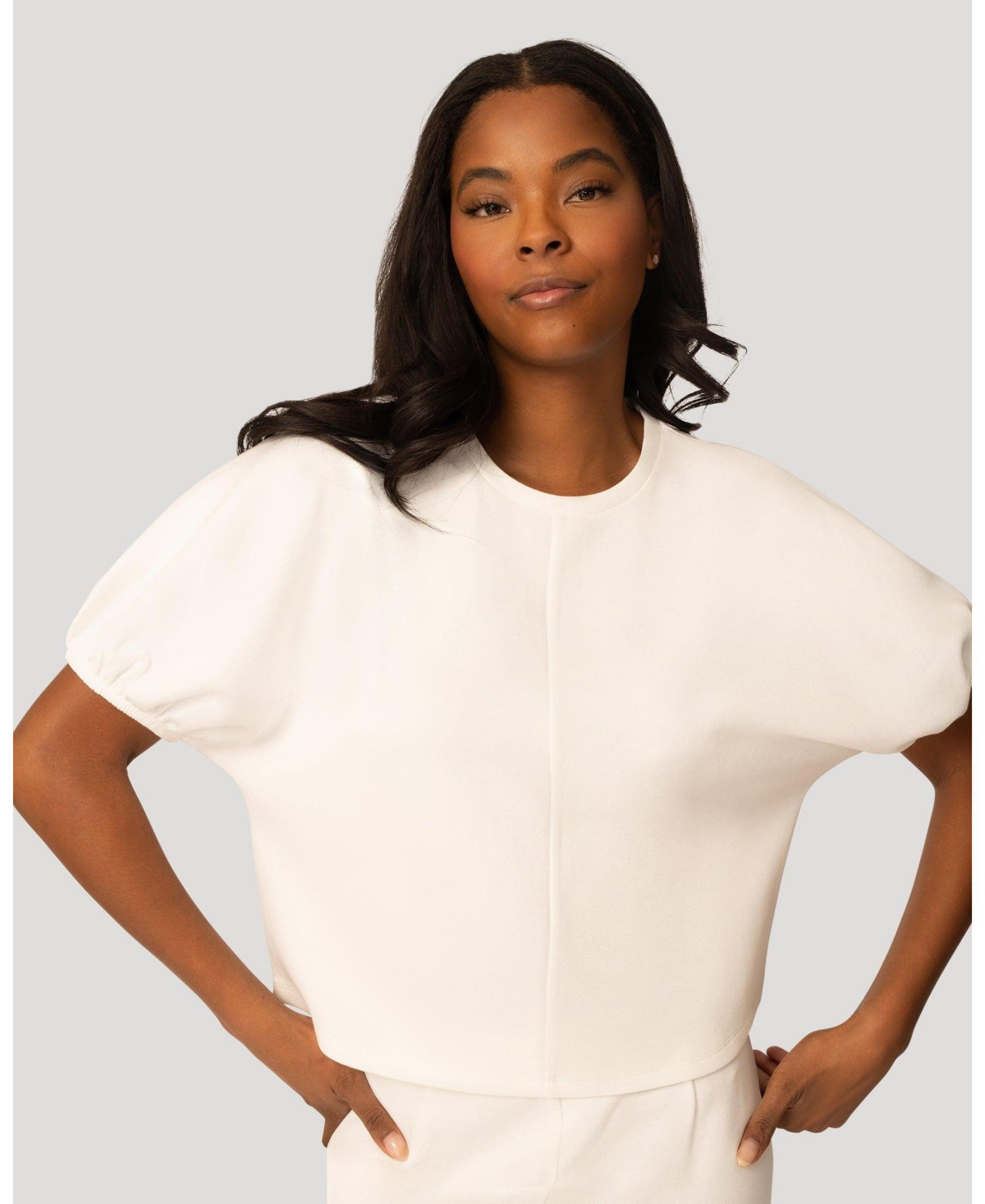 Cable and Gauge Women's Balloon Sleeve Top Wide Leg Pant Set