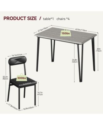 5-Piece Dining Table Set with Upholstered Chairs, Space-Saving Kitchen Table for Small Spaces