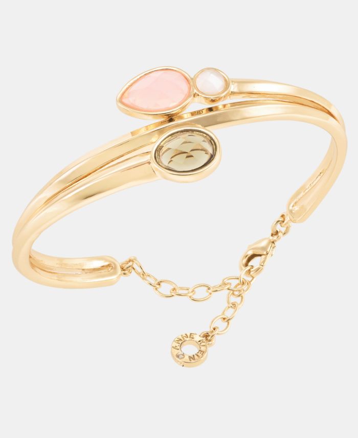 Anne Klein Boxed Gold-Tone Bezel Stone Twist Cuff Bracelet