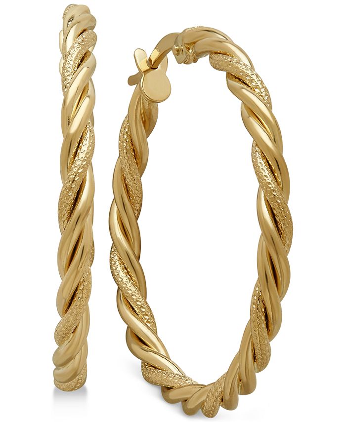 Macy's TwistStyle Hoop Earrings in 18k Gold, 3/4 inch Macy's