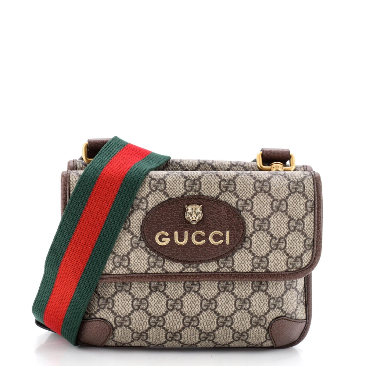 Pre-Owned Gucci Small Neo Vintage Flap Messenger Gg Coated Canvas - Brown