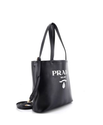Small Logo Convertible Open Tote Leather