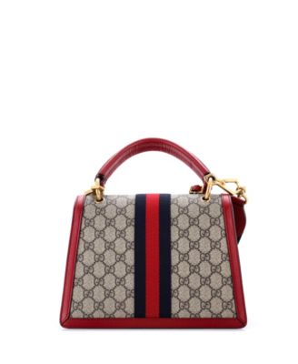 Small Queen Margaret Top Handle Bag GG Coated Canvas with Leather