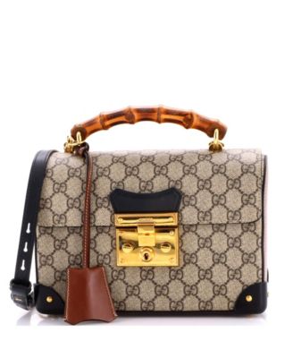 Small Padlock Bamboo Shoulder Bag GG Coated Canvas