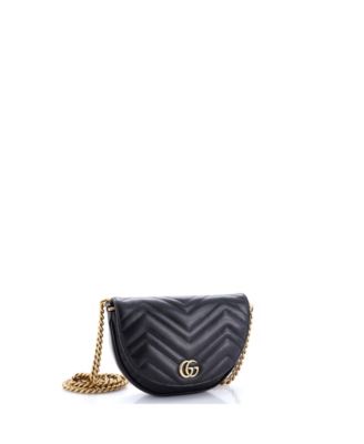 Mini GG Marmont Half Moon Flap Crossbody Bag Matelasse Leather