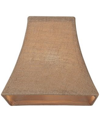 Burlap Small Square Lamp Shade 5.25" Top x 10" Bottom x 9.5" Slant x 9" High (Spider) Replacement with Harp and Finial